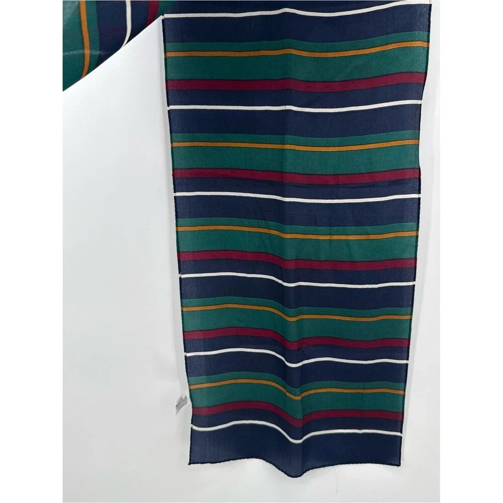 Echo Silk Scarf Striped Lightweight Accessory Preppy Nautical Crest Vintage